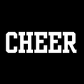 Bold white block letters spelling "CHEER" on a solid black background, perfect for cheer uniforms or bags.